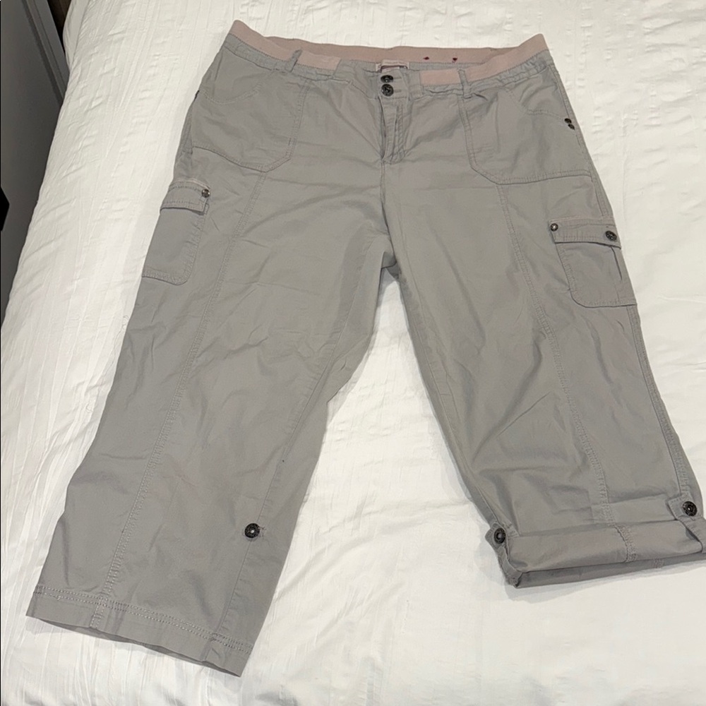 Gray Cargo Capri Pants
